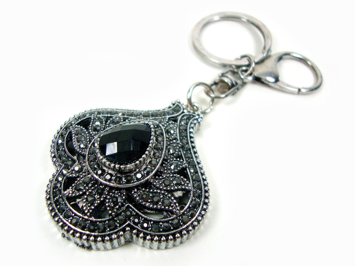 Modern Greek Antique Crystal Stones Leaf Keyring, Ethnic Vintage Antique Keyring, Turkish Vintage Traditional Jewelry, Vintage Art