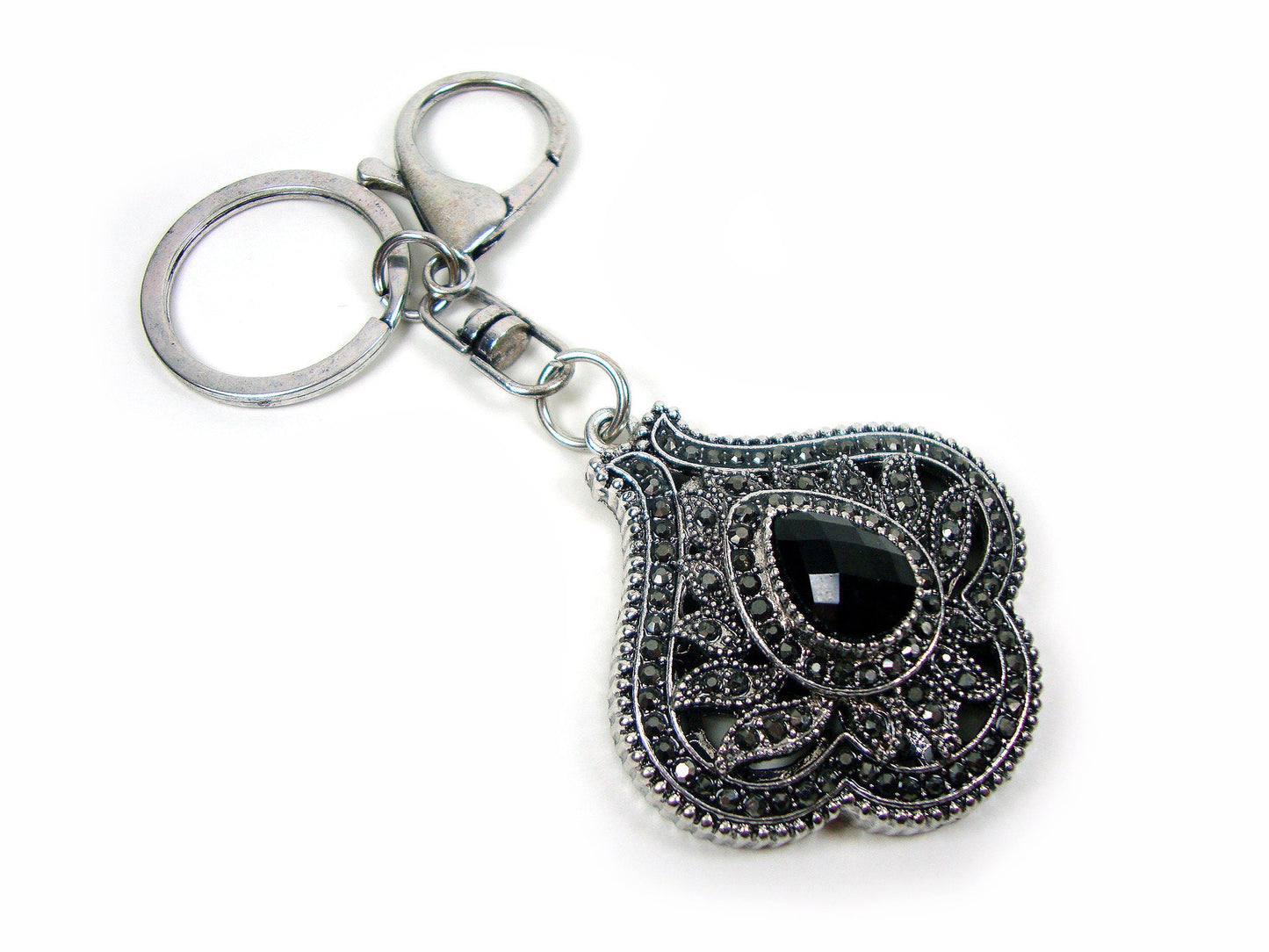 Modern Greek Antique Crystal Stones Leaf Keyring, Ethnic Vintage Antique Keyring, Turkish Vintage Traditional Jewelry, Vintage Art