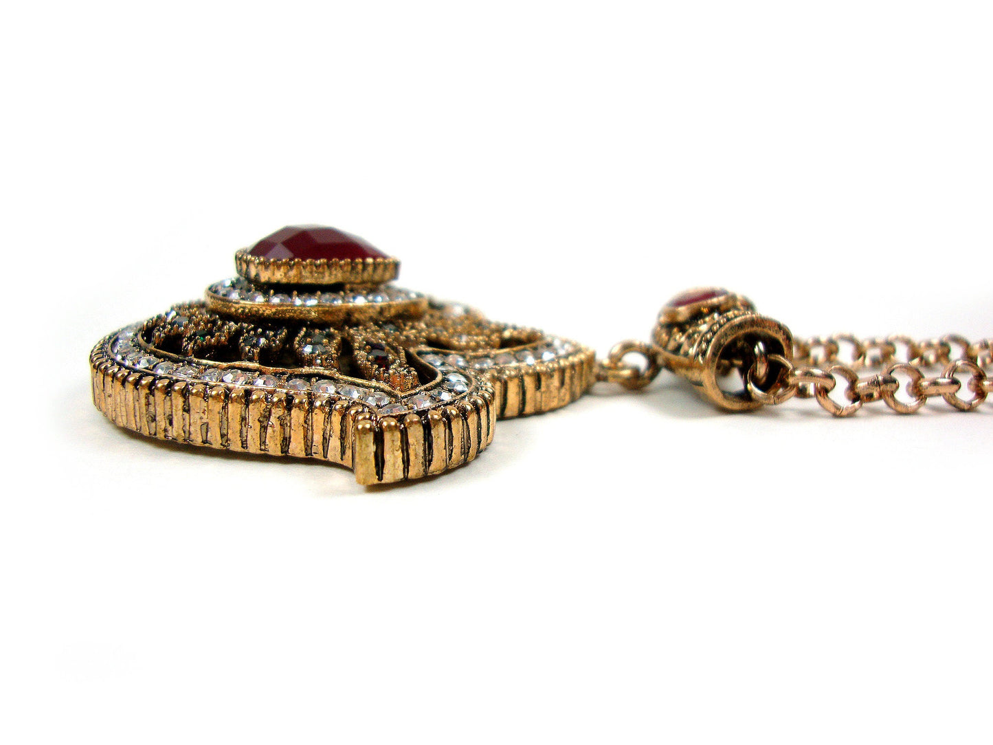 Byzantine Traditional Big Crystal Stones Chain Pendant 60x50mm , Ethnic, Antique Turkish Traditional Jewelry, Turkish Pendant