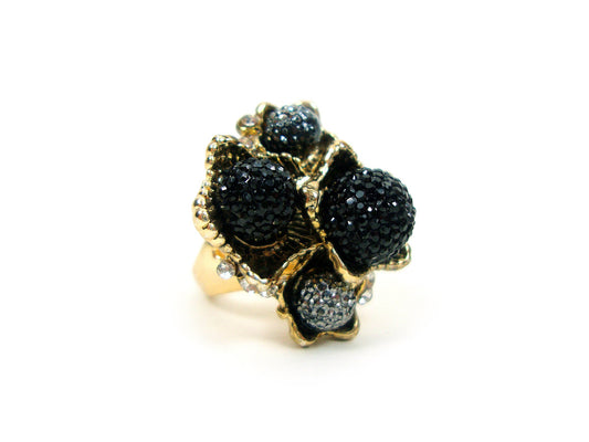 Byzantine Multicolor Black & Gray Silver Color Crystal Stones Modern Greek Ring, Ethnic  Ring, Turkish Vintage Ring Traditional Jewelry