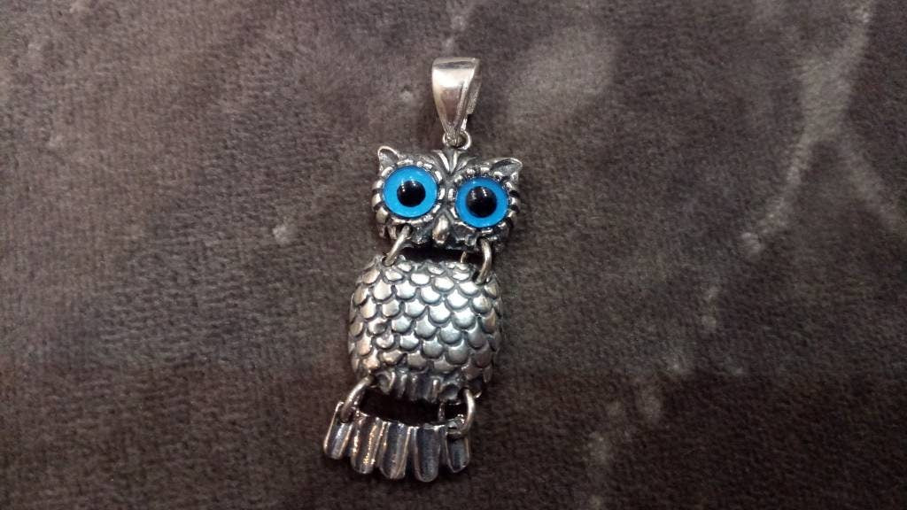 Sterling Silver 925 Ancient Greek Owl Goddess Athena's Symbol Pendant 14x30mm, Greek Pendant , Greek Jewelry , Greek Owl , Anient Greek