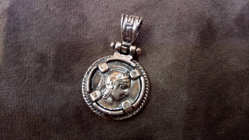 Münzanhänger aus 925er Sterlingsilber, griechische Eule, Göttin Athene, 17 mm
