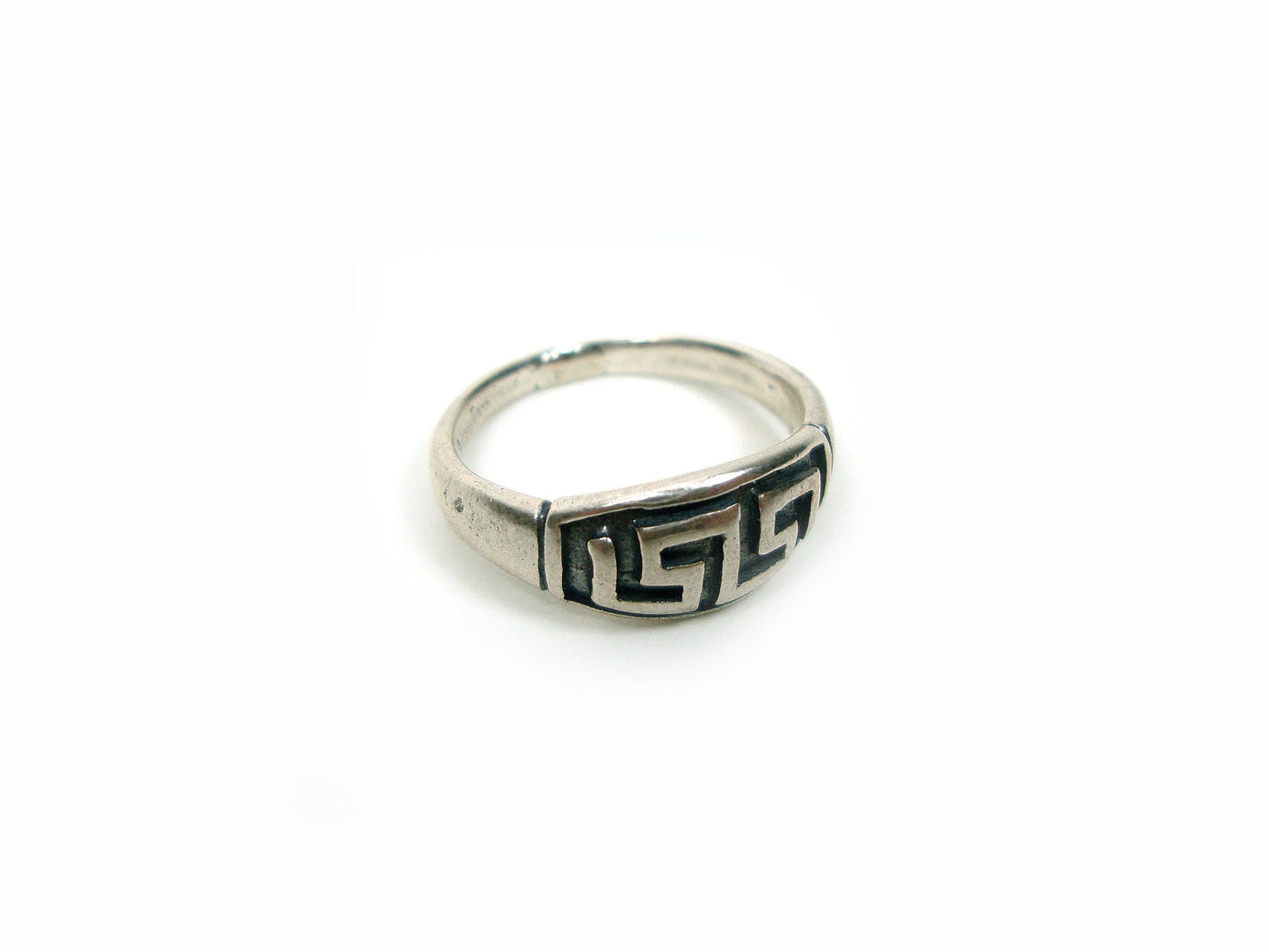 Sterling Silver 925 Ancient Greek Meander Eternity Oxidized Key, Griechische Silber Ring, Bijoux Grecque En Argent Bague, Greek Jewelry