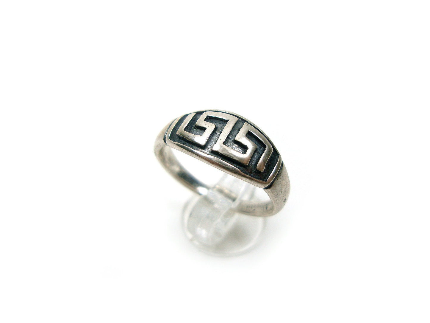 Sterling Silver 925 Ancient Greek Meander Eternity Oxidized Key, Griechische Silber Ring, Bijoux Grecque En Argent Bague, Greek Jewelry