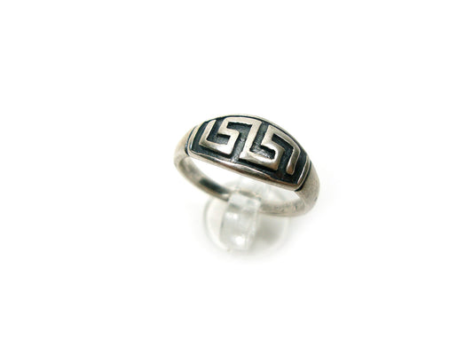Sterling Silver 925 Ancient Greek Meander Eternity Oxidized Key, Griechische Silber Ring, Bijoux Grecque En Argent Bague, Greek Jewelry
