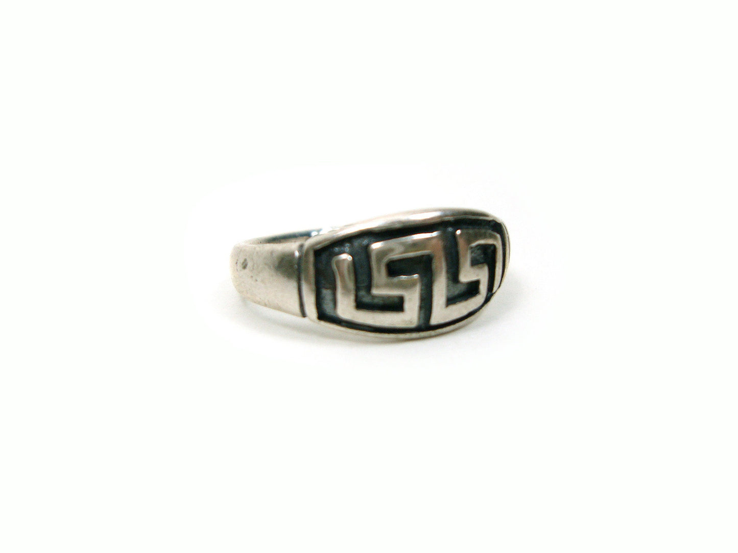 Sterling Silver 925 Ancient Greek Meander Eternity Oxidized Key, Griechische Silber Ring, Bijoux Grecque En Argent Bague, Greek Jewelry