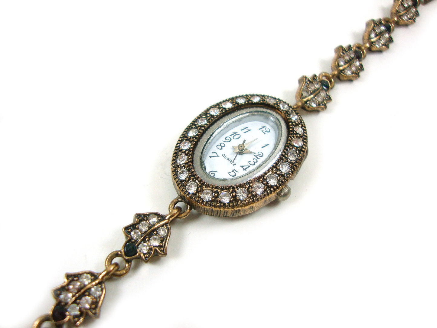 Greek Byzantine Modern Watch ,White Crystals Quartz Oval Ethnic Fine Watch, Turkish Bracelet Watch, Greek Jewelry, Turkish Jewelry, Watch