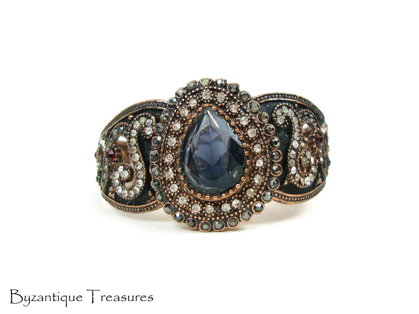 Byzantine Bangle Bracelet Crystal Stones, Byzantine Oxidized Bracelet, Turkish Bracelet, Turkish Jewelry, Traditional , Antique Bracelet