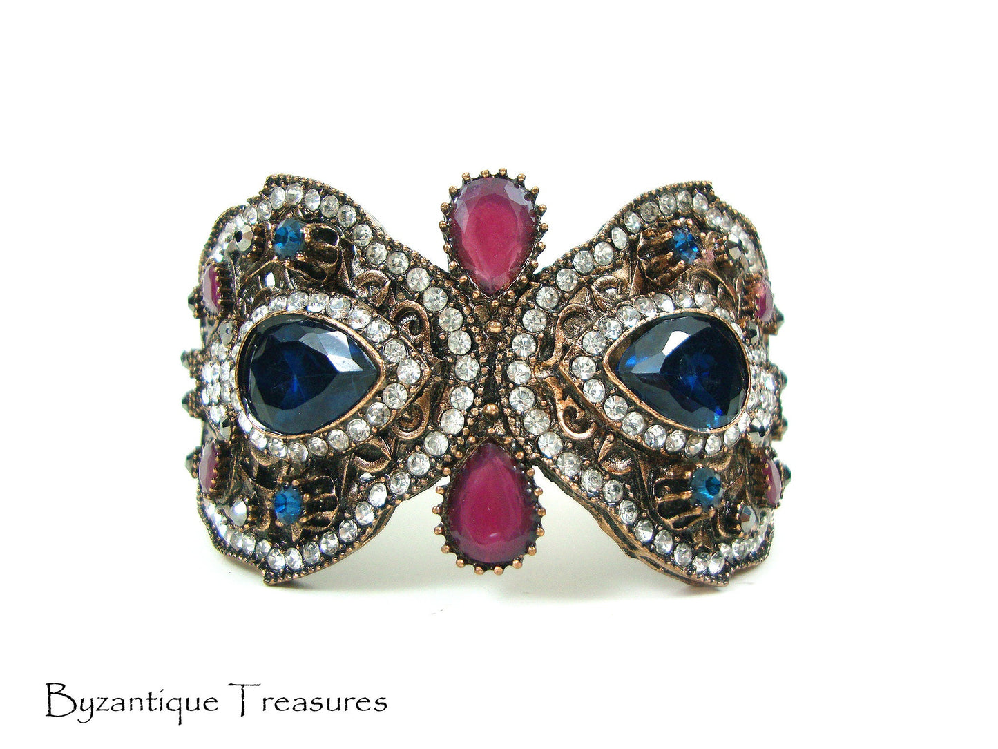 Byzantine Bangle Bracelet Crystal Stones, Byzantine Wide Bracelet, Turkish Bracelet, Turkish Jewelry, Traditional , Antique Bracelet