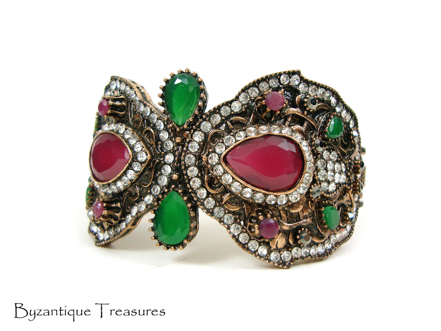 Byzantine Bangle Bracelet Crystal Stones, Byzantine Colored Bracelet, Turkish Bracelet, Turkish Jewelry, Traditional , Antique Bracelet