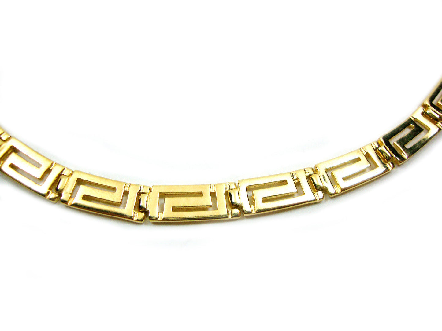 Sterling Silver 925 Ancient Greek Eternity Key Meander Gold Plated 22K Necklace, Collier Grecque, Griechische Silber Halskette All Sizes