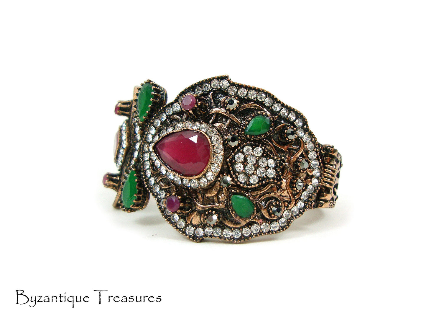 Byzantine Bangle Bracelet Crystal Stones, Byzantine Colored Bracelet, Turkish Bracelet, Turkish Jewelry, Traditional , Antique Bracelet
