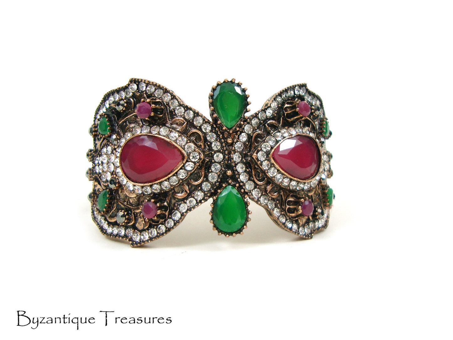 Byzantine Bangle Bracelet Crystal Stones, Byzantine Colored Bracelet, Turkish Bracelet, Turkish Jewelry, Traditional , Antique Bracelet