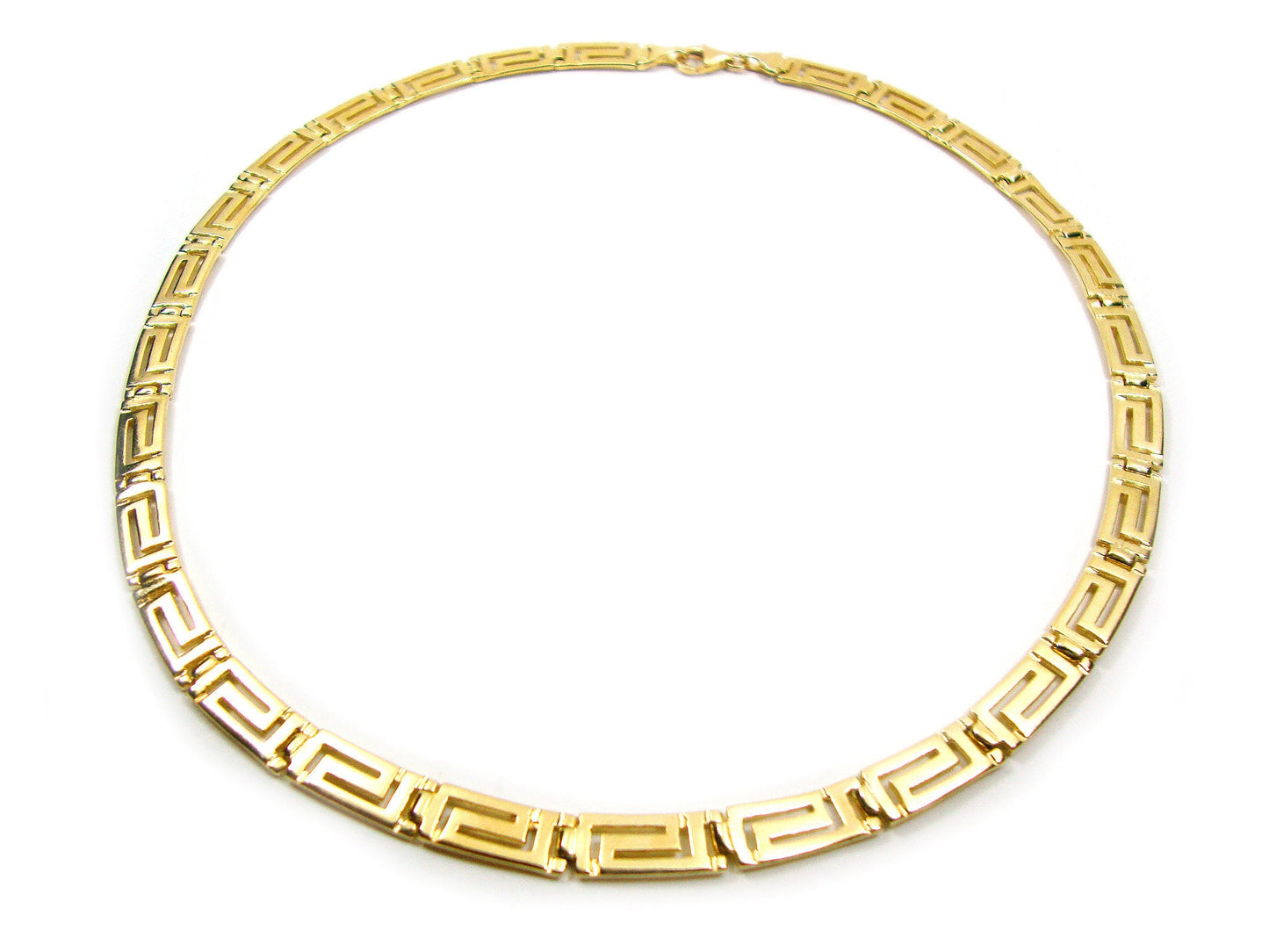 Sterling Silver 925 Ancient Greek Eternity Key Meander Gold Plated 22K Necklace, Collier Grecque, Griechische Silber Halskette All Sizes