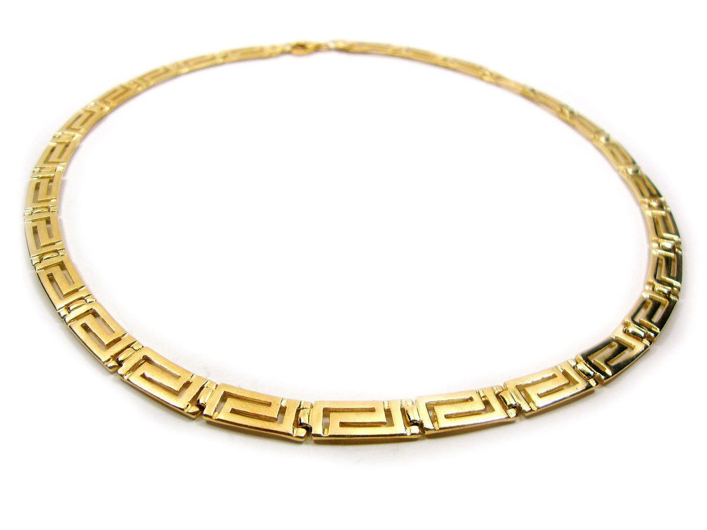 Sterling Silver 925 Ancient Greek Eternity Key Meander Gold Plated 22K Necklace, Collier Grecque, Griechische Silber Halskette All Sizes