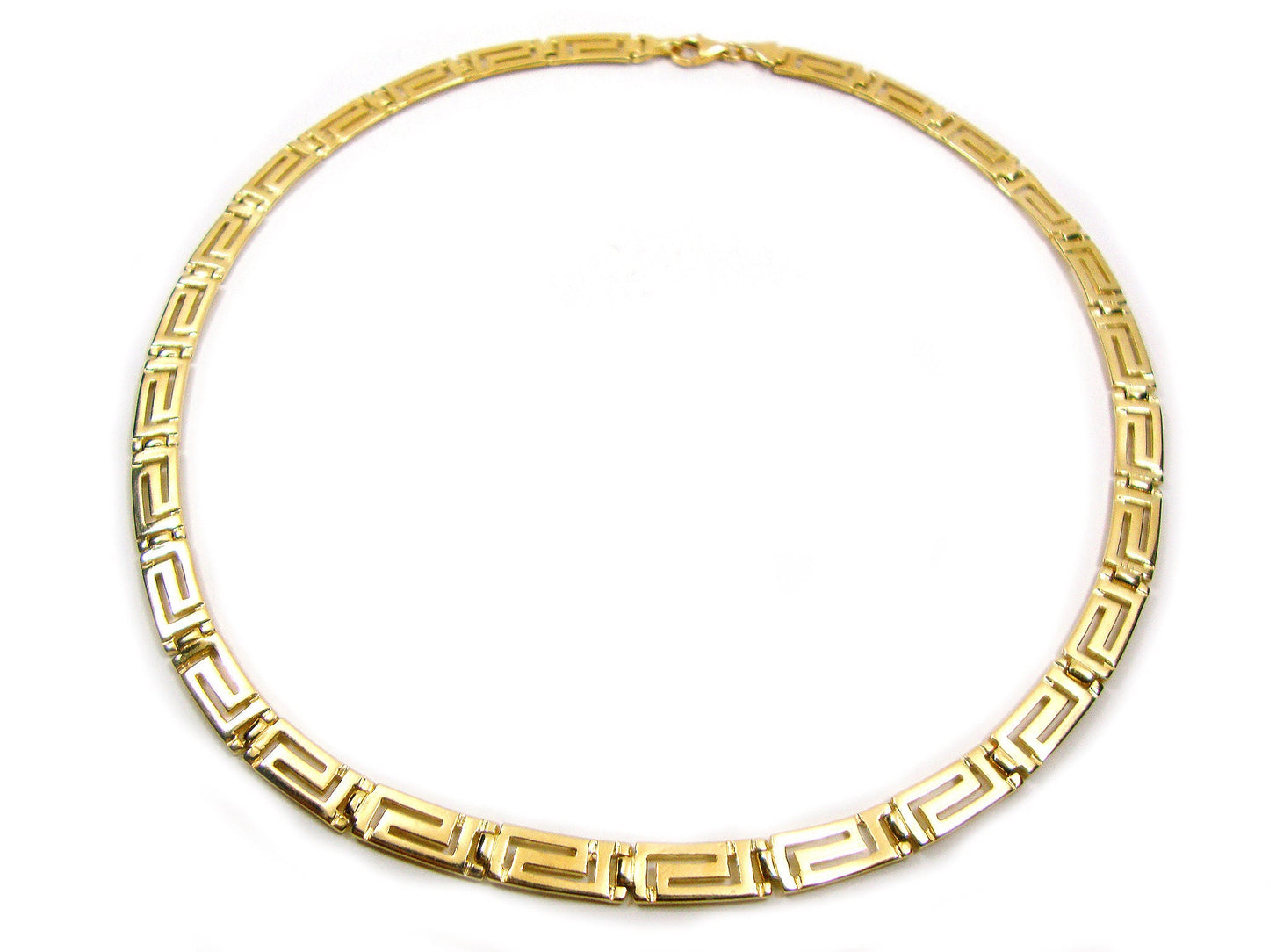 Sterling Silver 925 Ancient Greek Eternity Key Meander Gold Plated 22K Necklace, Collier Grecque, Griechische Silber Halskette All Sizes