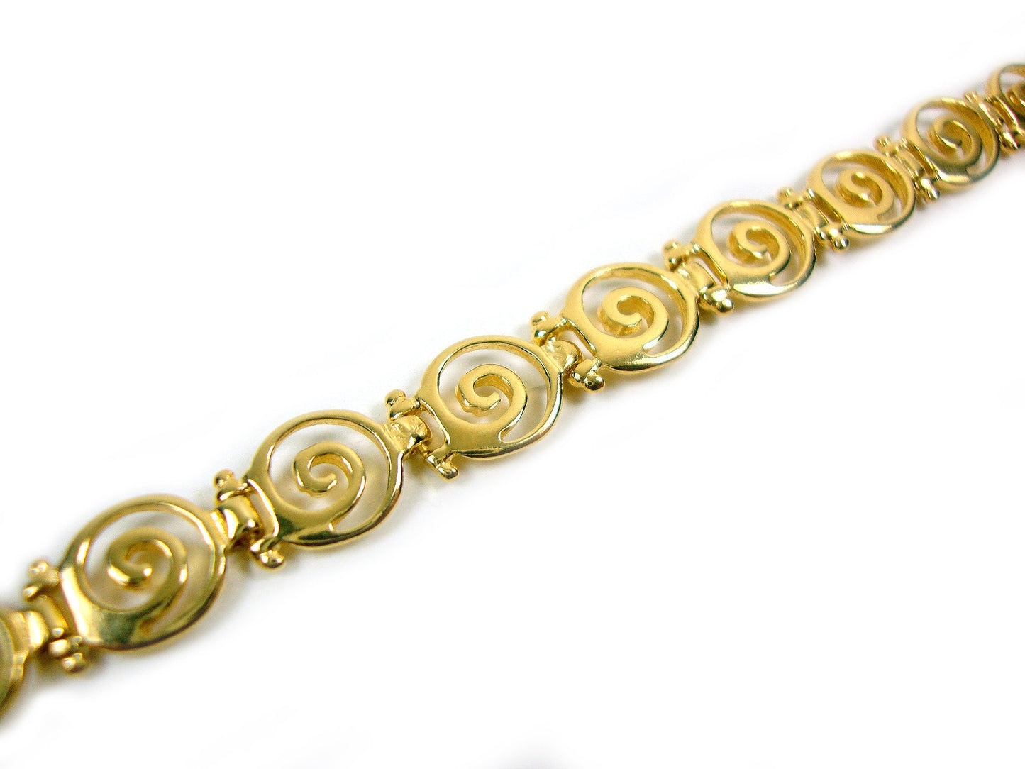 Sterling Silver and Gold Plated Bracelet featuring Ancient Greek Eternity Key Spiral Design - Width 8 mm - Made in Greece