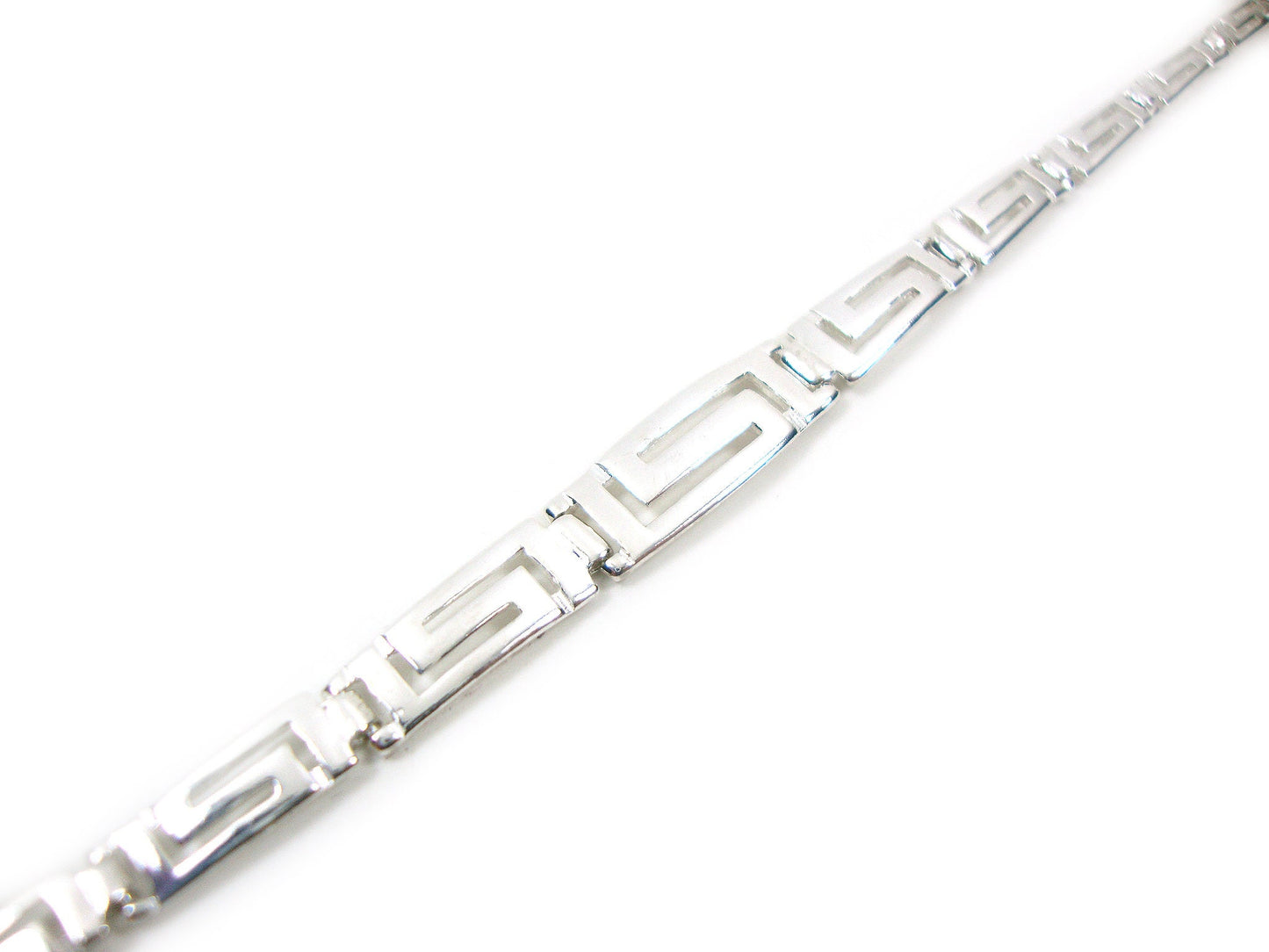 Sterling Silver 925 Ancient Greek Key Gradual 7mm Meander Bracelet, Greek Bracelet, Greek Jewelry, Greek Silver Bracelet, Bijoux Grecque