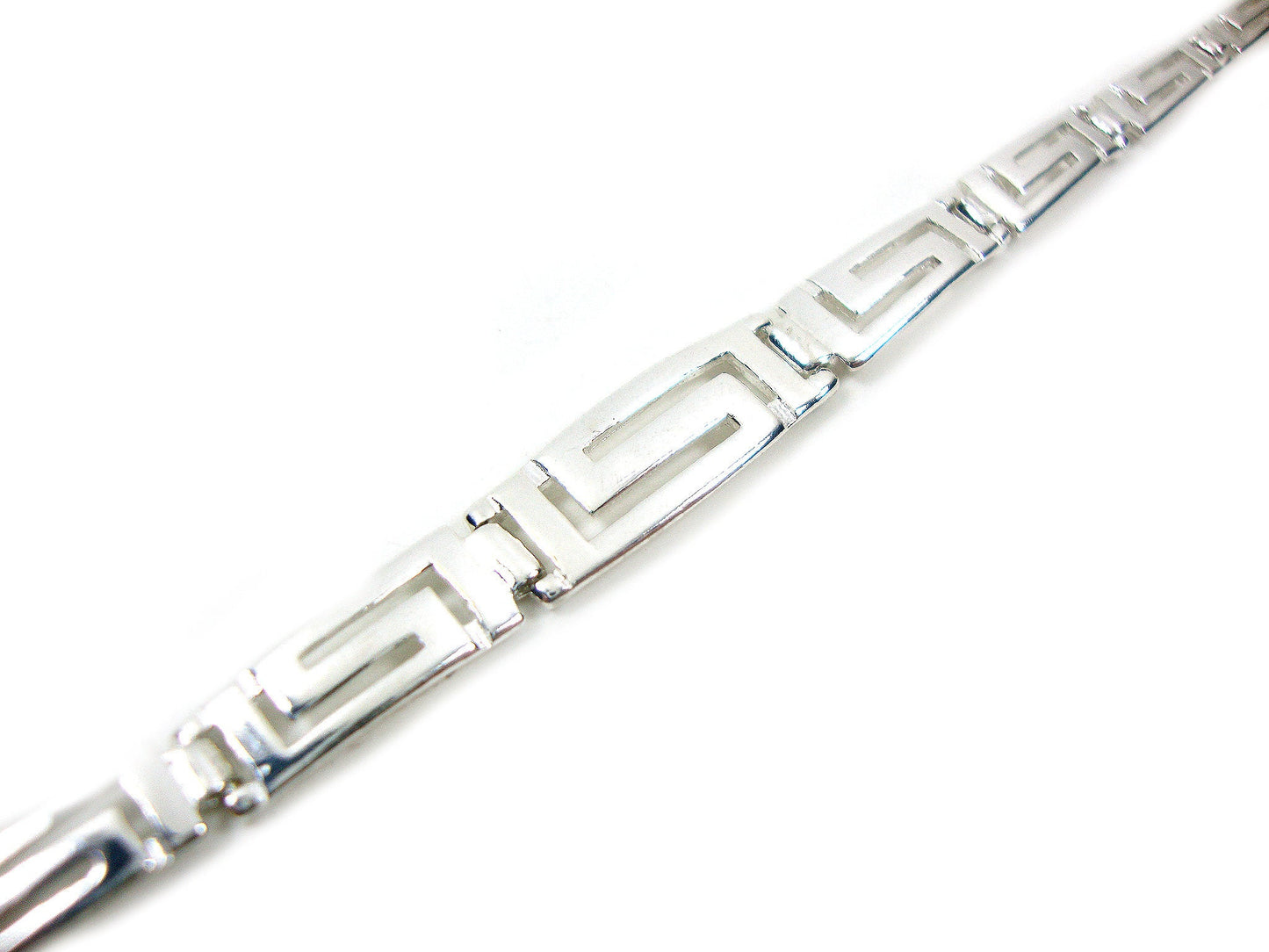 Sterling Silver 925 Ancient Greek Key Gradual 7mm Meander Bracelet, Greek Bracelet, Greek Jewelry, Greek Silver Bracelet, Bijoux Grecque