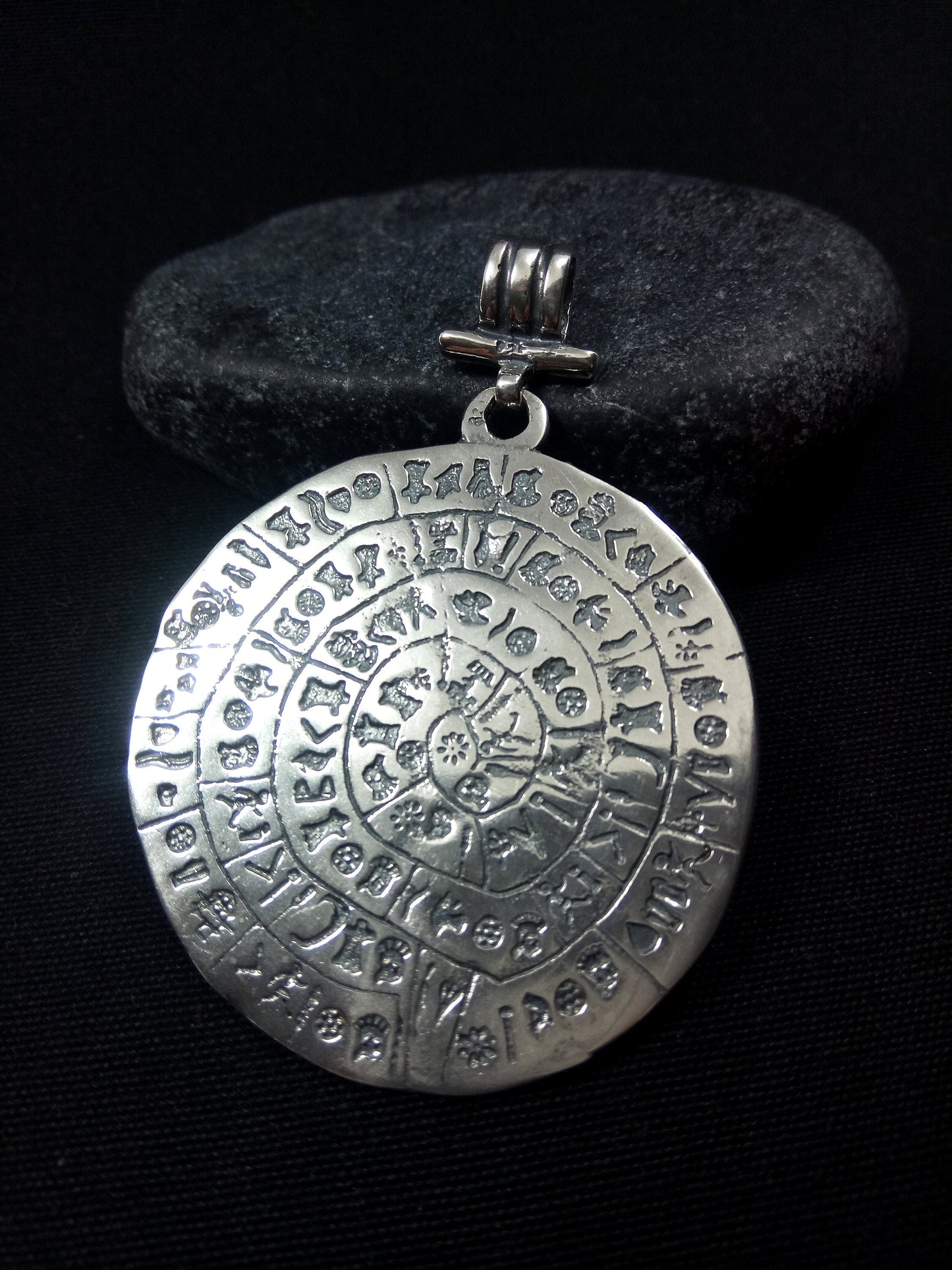 Phaistos Disc Silver Pendant 43mm