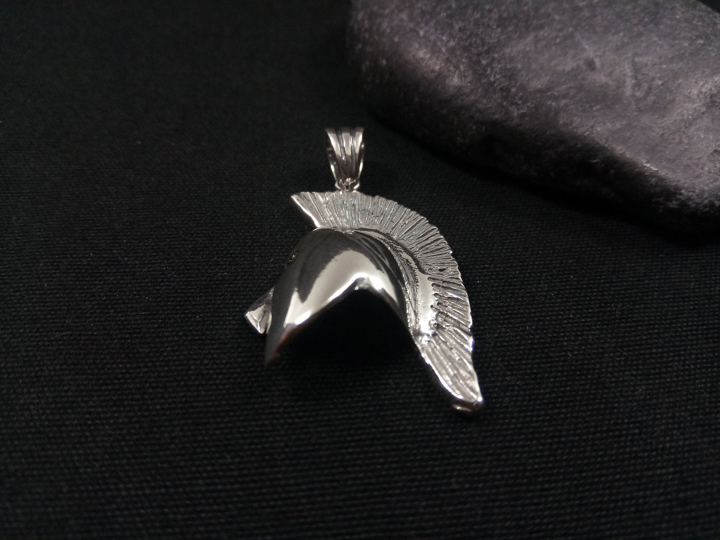 Greek Spartan Helmet Silver Pendant
