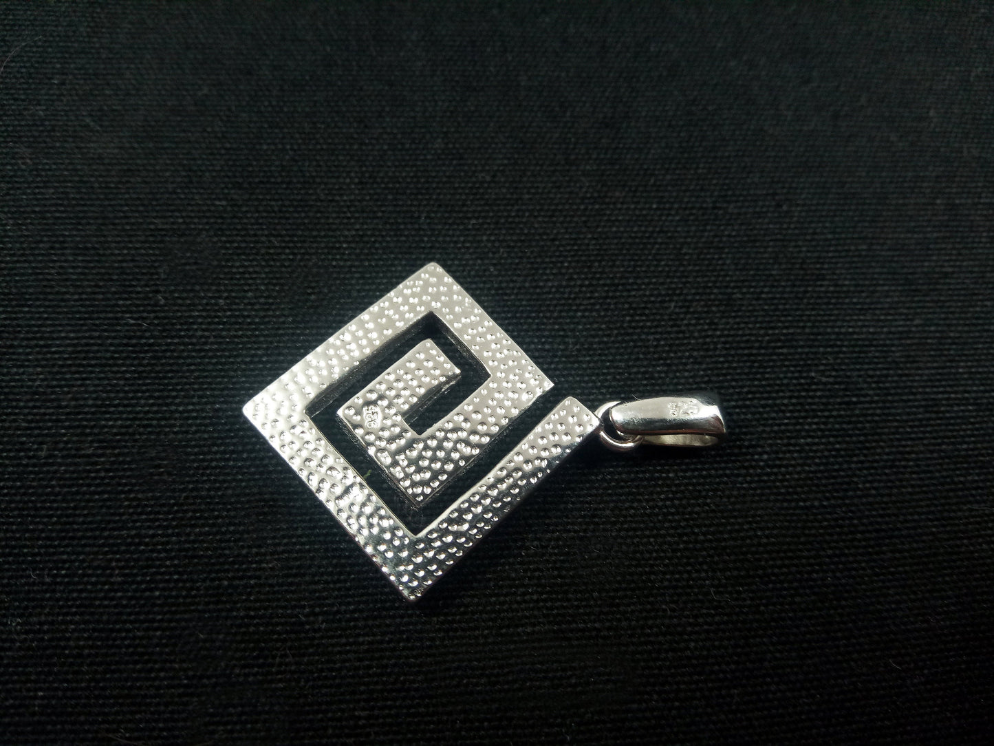 Greek Key Blue Opal Square Silver Pendant 20x20mm