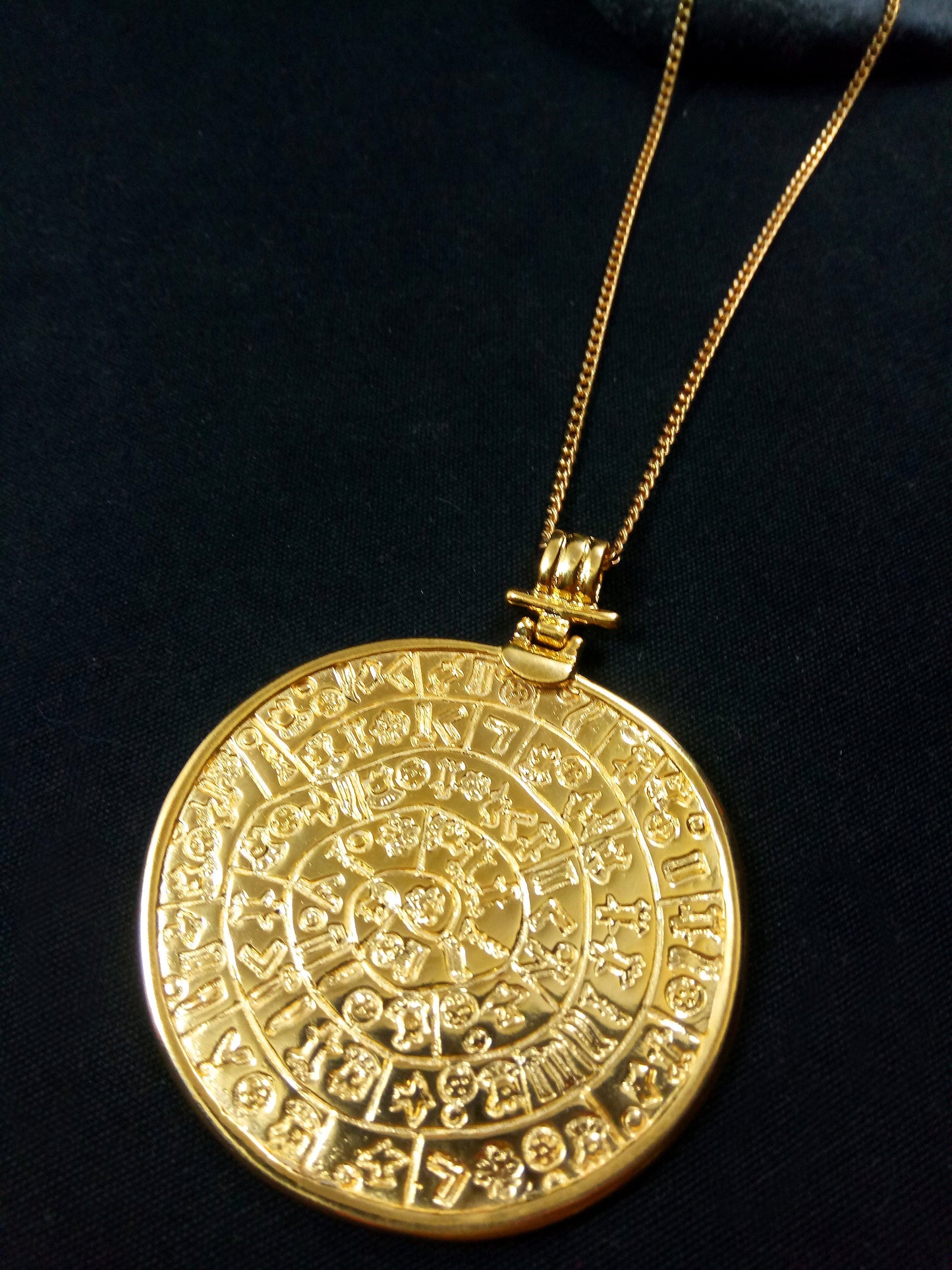 Phaistos Disc Gold Plated Silver Big Pendant 54mm
