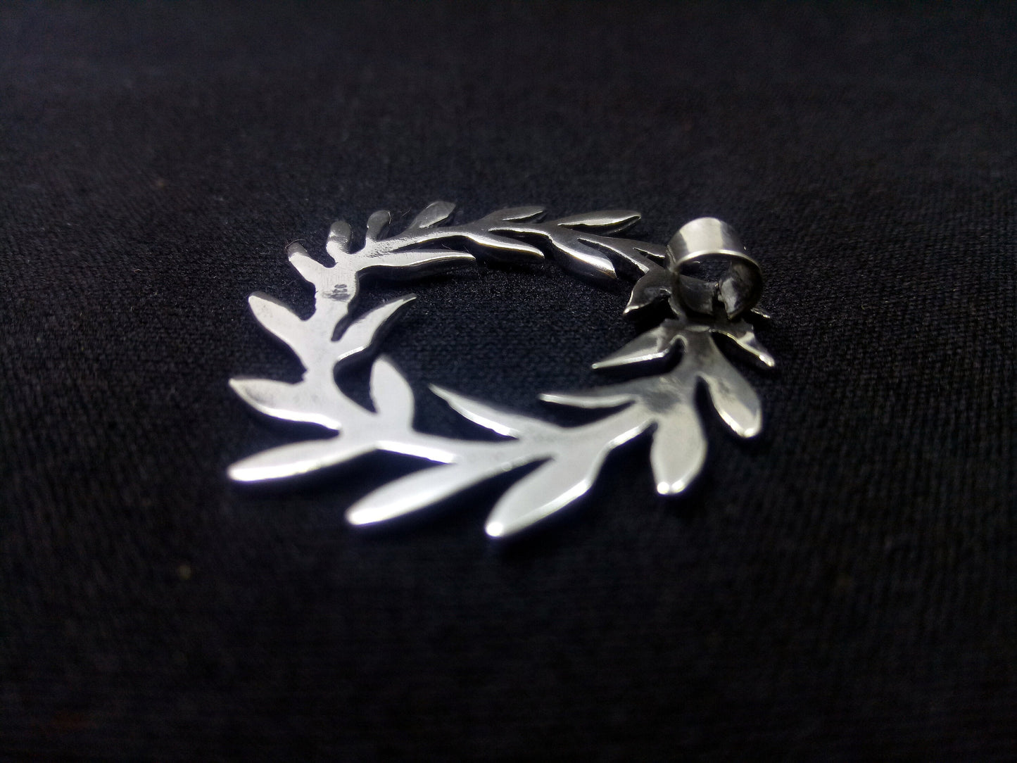 Sterling Silver 925 Ancient Greek Olive Leaf Leaves Branch , Olympic Games Olive Wreath, Silver Greek pendant, Griechischer Silber Schmuck