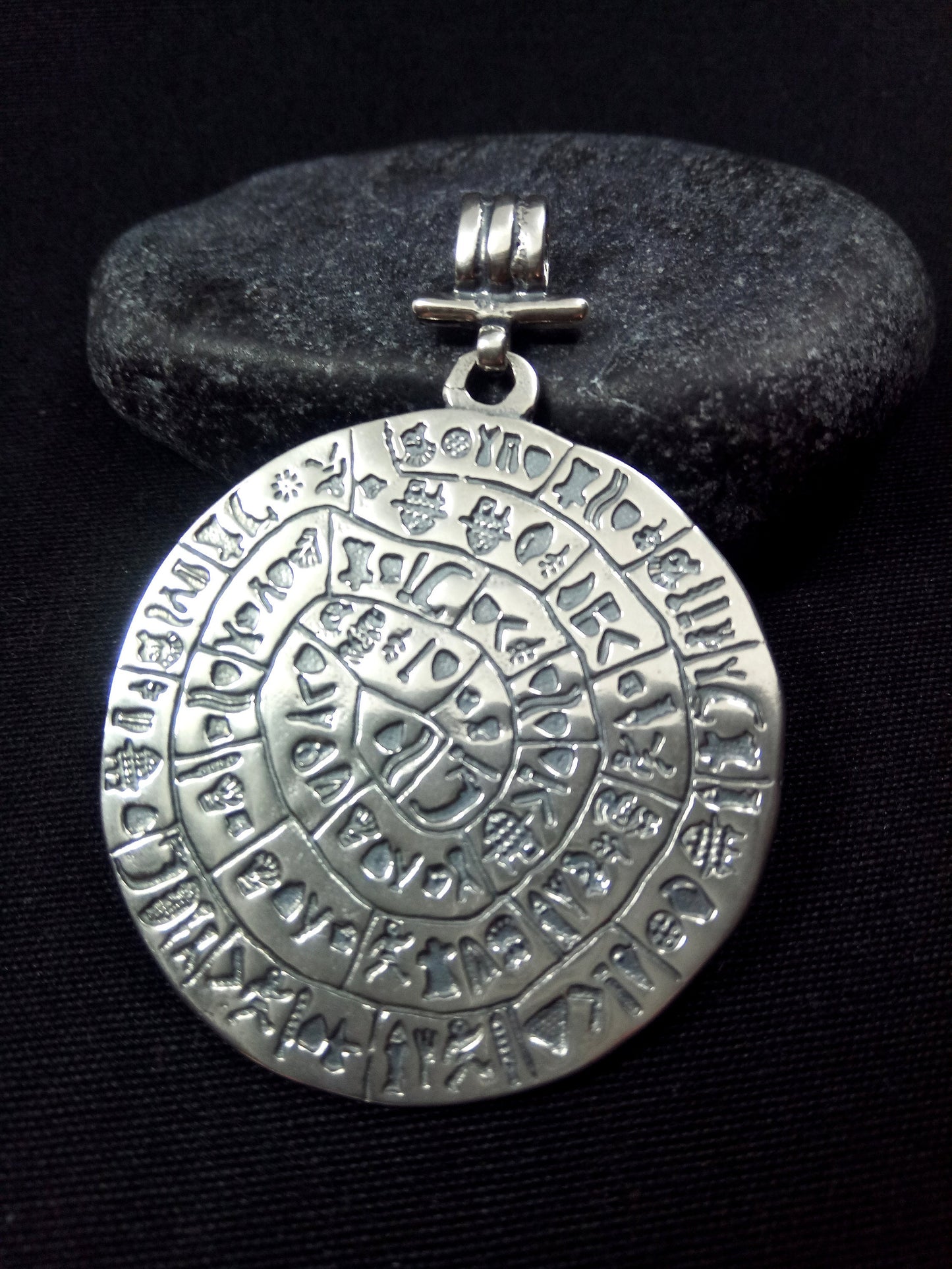 Phaistos Disc Silver Pendant 43mm