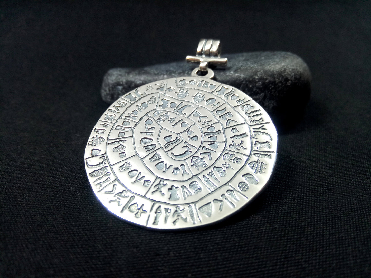 Phaistos Disc Silver Pendant 43mm