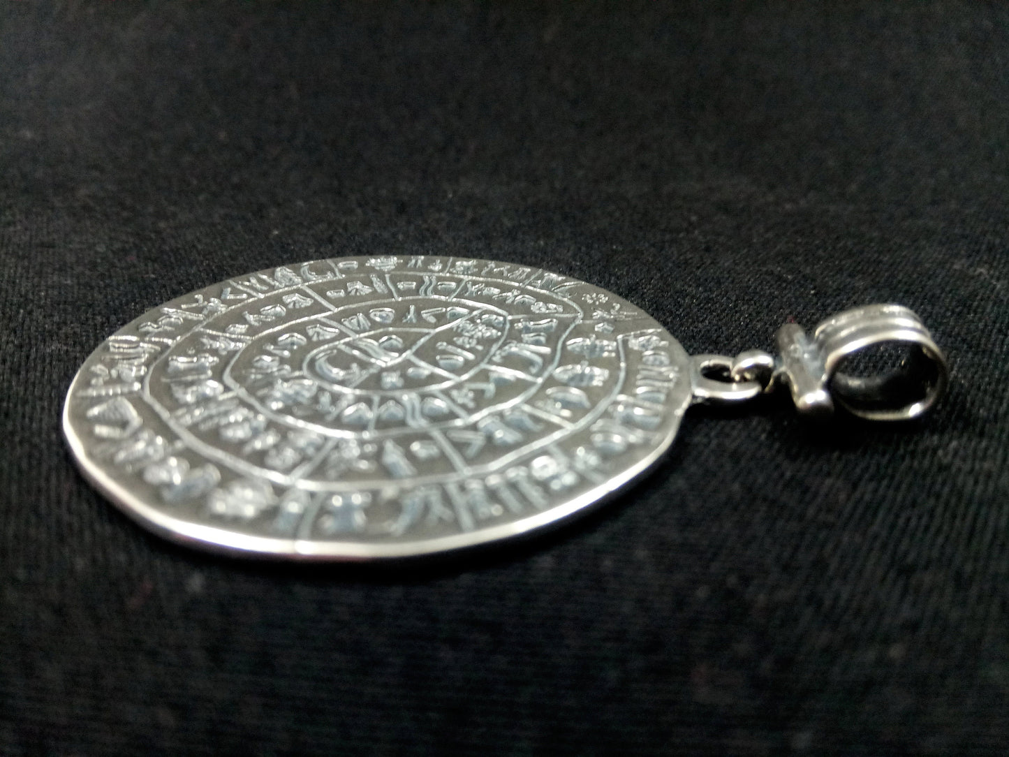 Phaistos Disc Silver Pendant 43mm