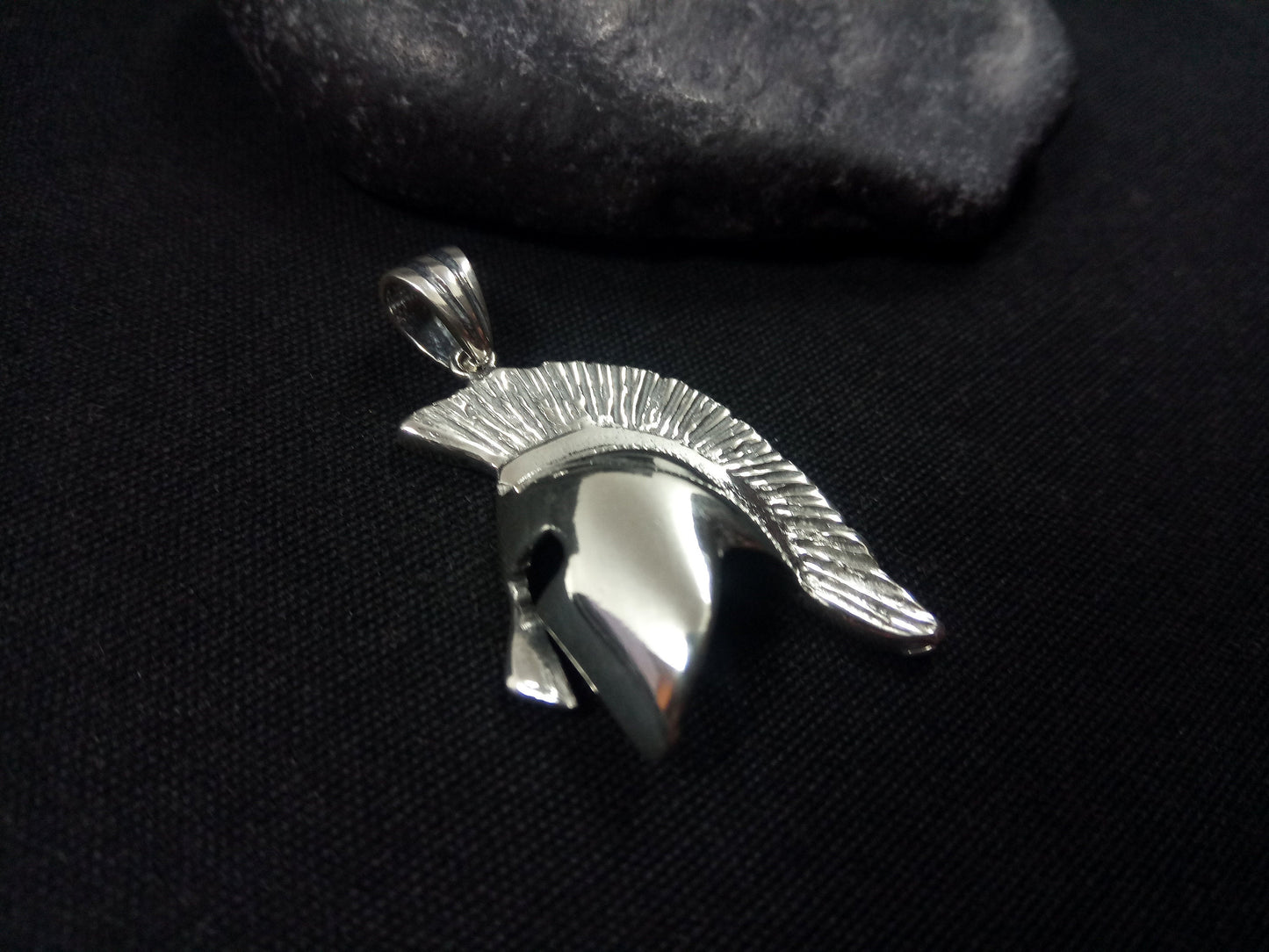 Greek Spartan Helmet Silver Pendant