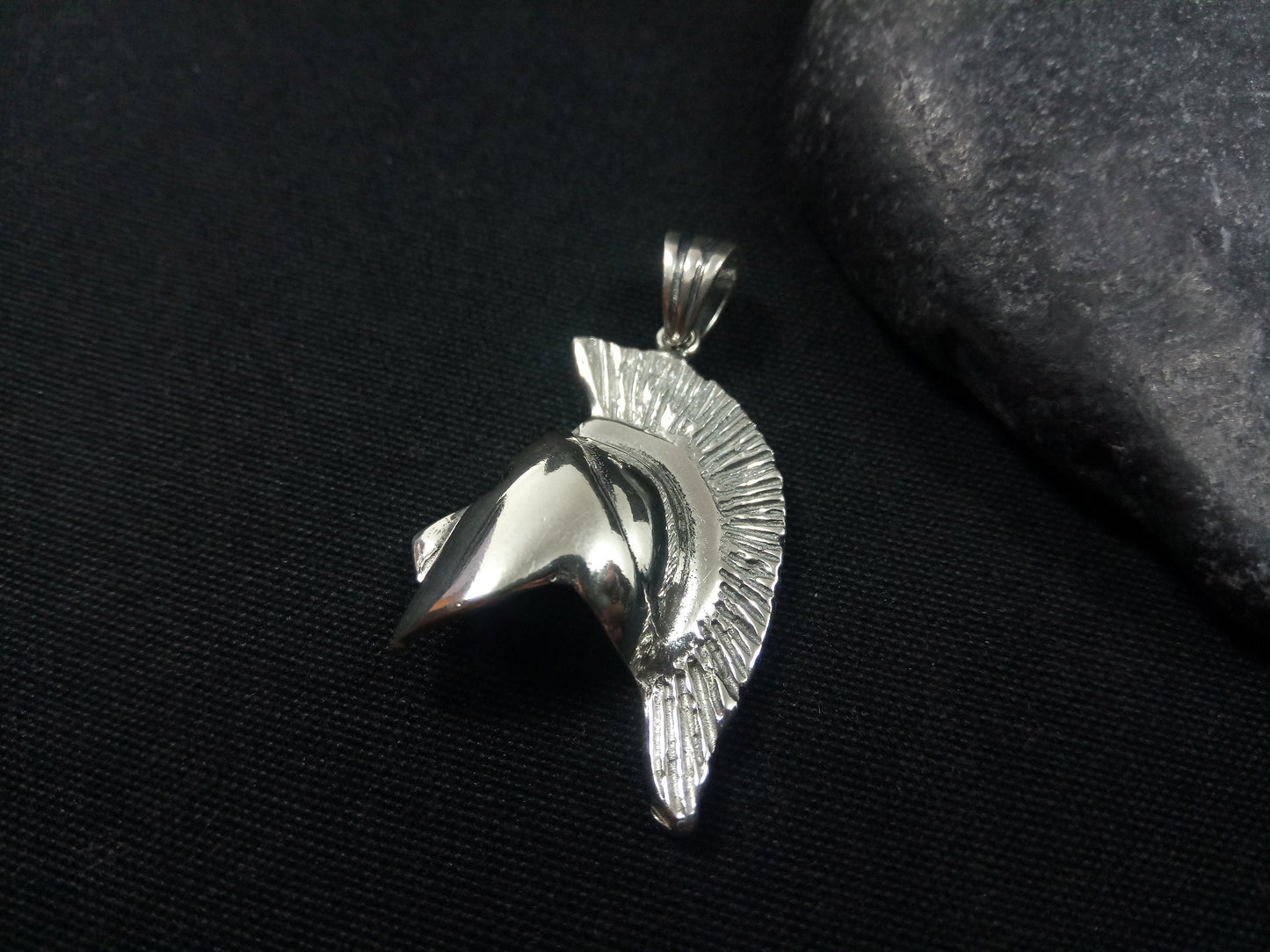 Greek Spartan Helmet Silver Pendant