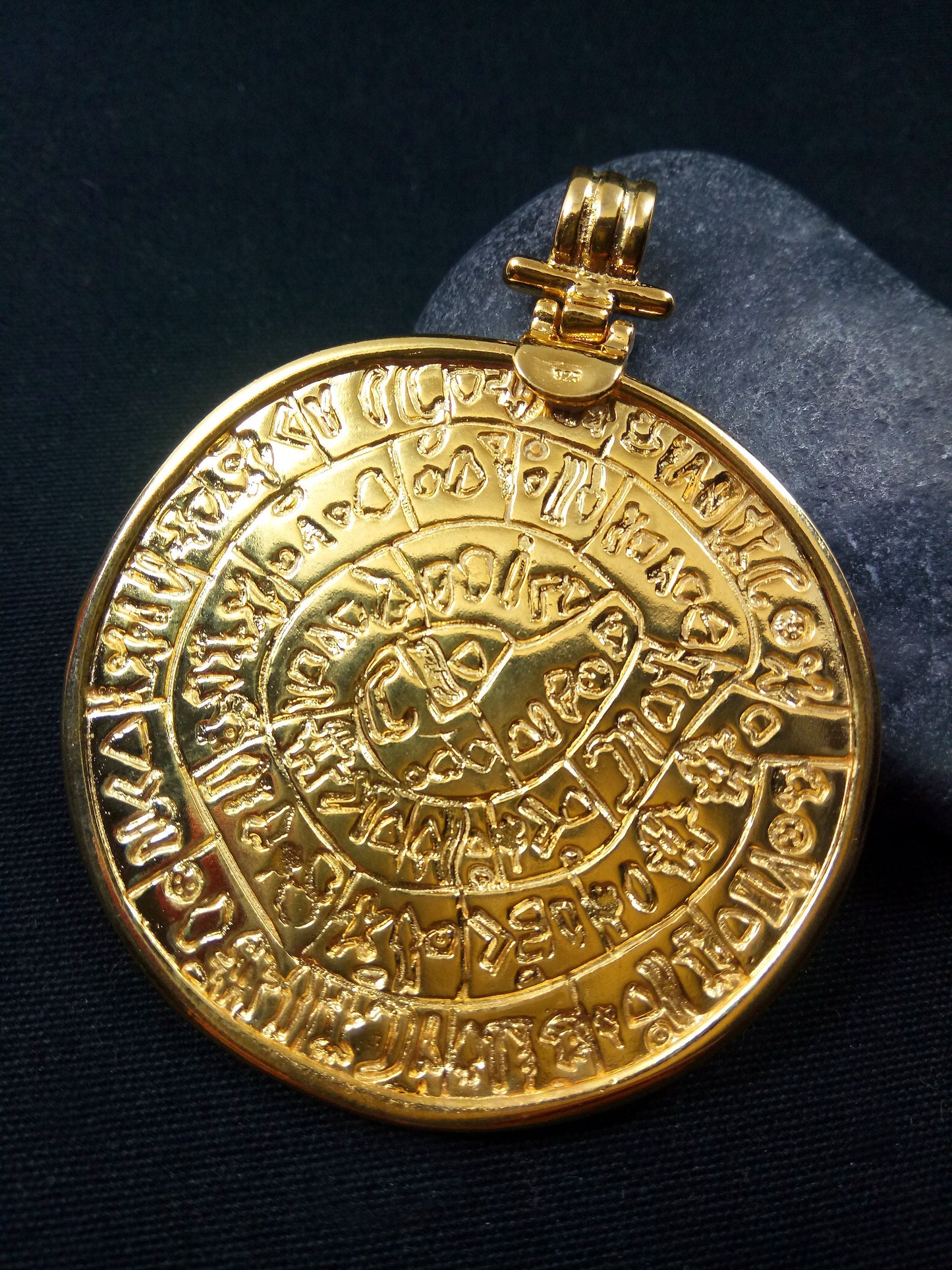 Phaistos Disc Gold Plated Silver Big Pendant 54mm