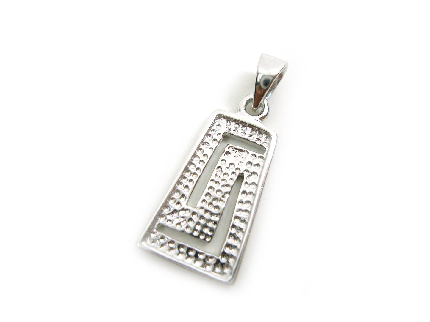 Sterling Silver 925 Greek Key Fire Blue Opal Cross Pendant 12x20mm, Meander Opal Pendant, Griechisches Opal Anhanger, Meander Greek Infinity