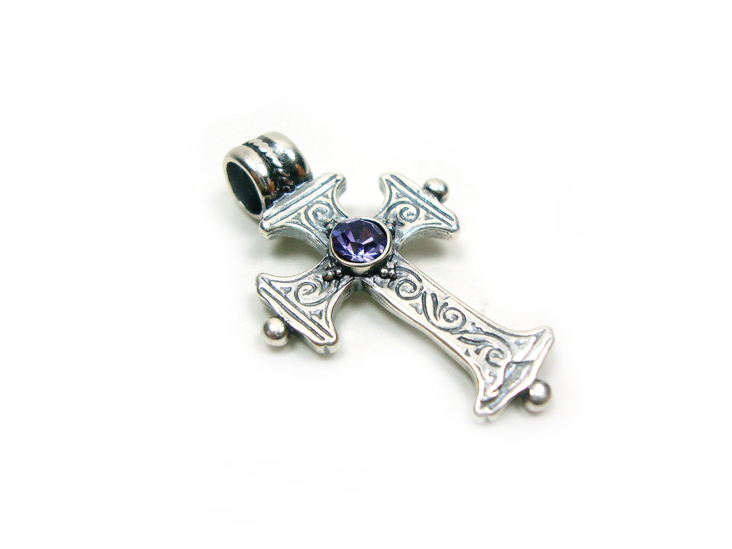 Sterling Silver 925 Greek Byzantine Cross Zaphire Color Crystal , Byzantine Cross, Byzantine Jewelry, Silver Greek Cross Griechische Kreuz