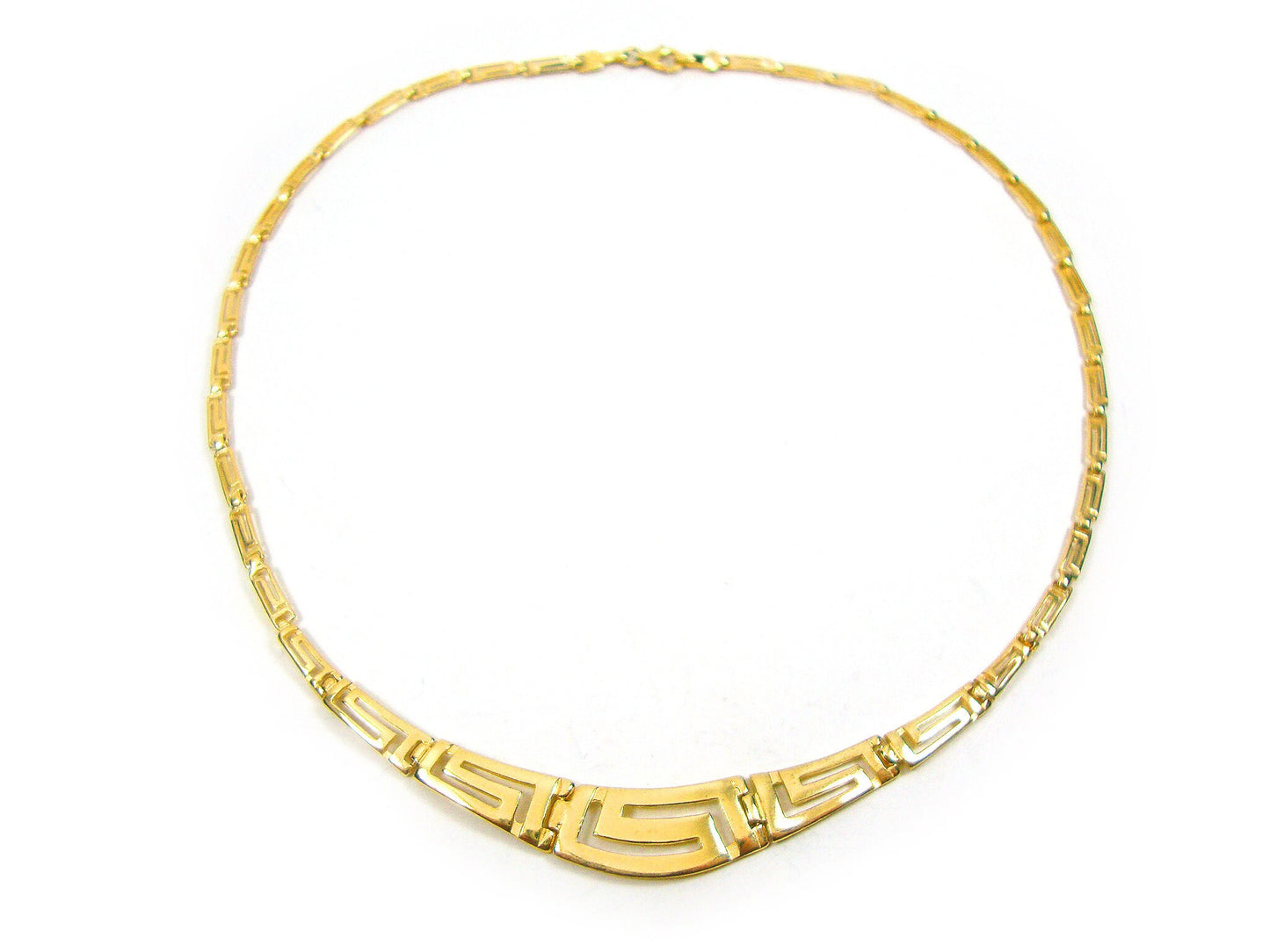 Sterling Silver 925 Necklace Gold Plated Ancient Greek Eternity Key Meander Design Gradual 40-45-50 cm, Griechisches HalsKette Vergoldete