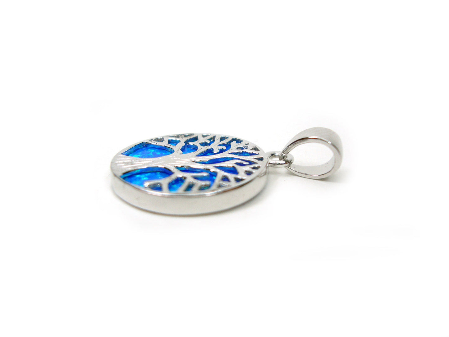 Sterling Silver 925 Blue Opal Tree Of Life Pendant, Silver Tree Of Life Greek Pendant, Blue Opal Greek Jewelry Pendant, Bijoux Opal Grecque
