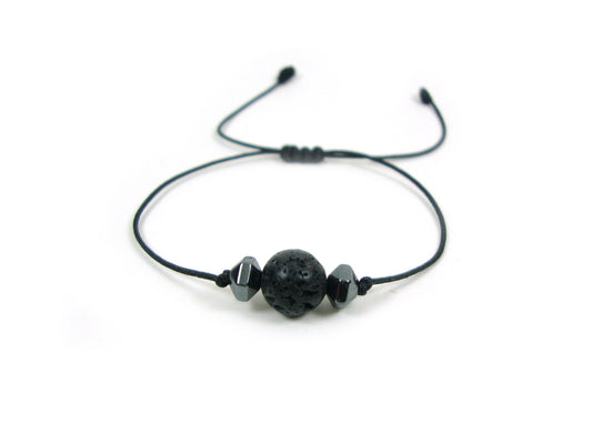 Volcanic Lava Stone Bracelet, Lava Bracelet, Macrame Rope Lava Adjustable Bracelet, Unisex Men Women Lava Jewelry Bracelet, Meditation Yoga