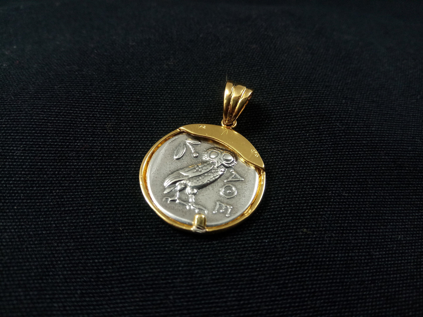 Sterling Silver 925 Greek Goddess Athena Gold Plated 21 mm Greek Pendant, Greek Jewelry Pendant, Griechische Vergoldete Anhanger Schmuck