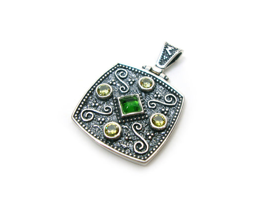 Byzantine Pendant, Sterling Silver 925 Greek Mid Century Byzantine Pendant , 23x23 mm, Byzantine Jewelry, Silver Greek ,Griechische Anhanger