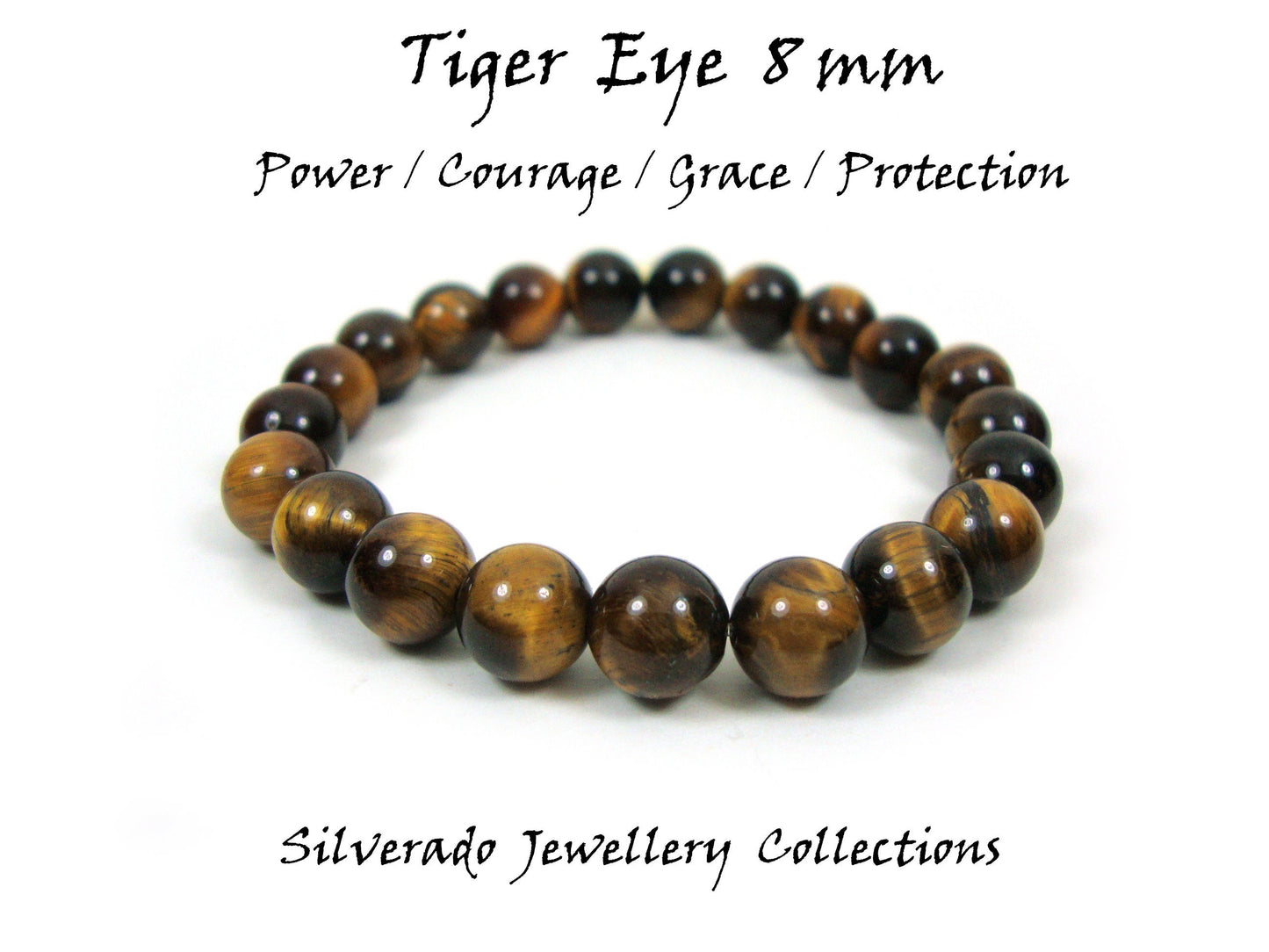 Natural Tiger Eye Greek Power Strength Protection Brown Stones 8mm  Bracelet, Men Women Unisex Bracelet, Tiger Eye Bracelet Necklace Ring