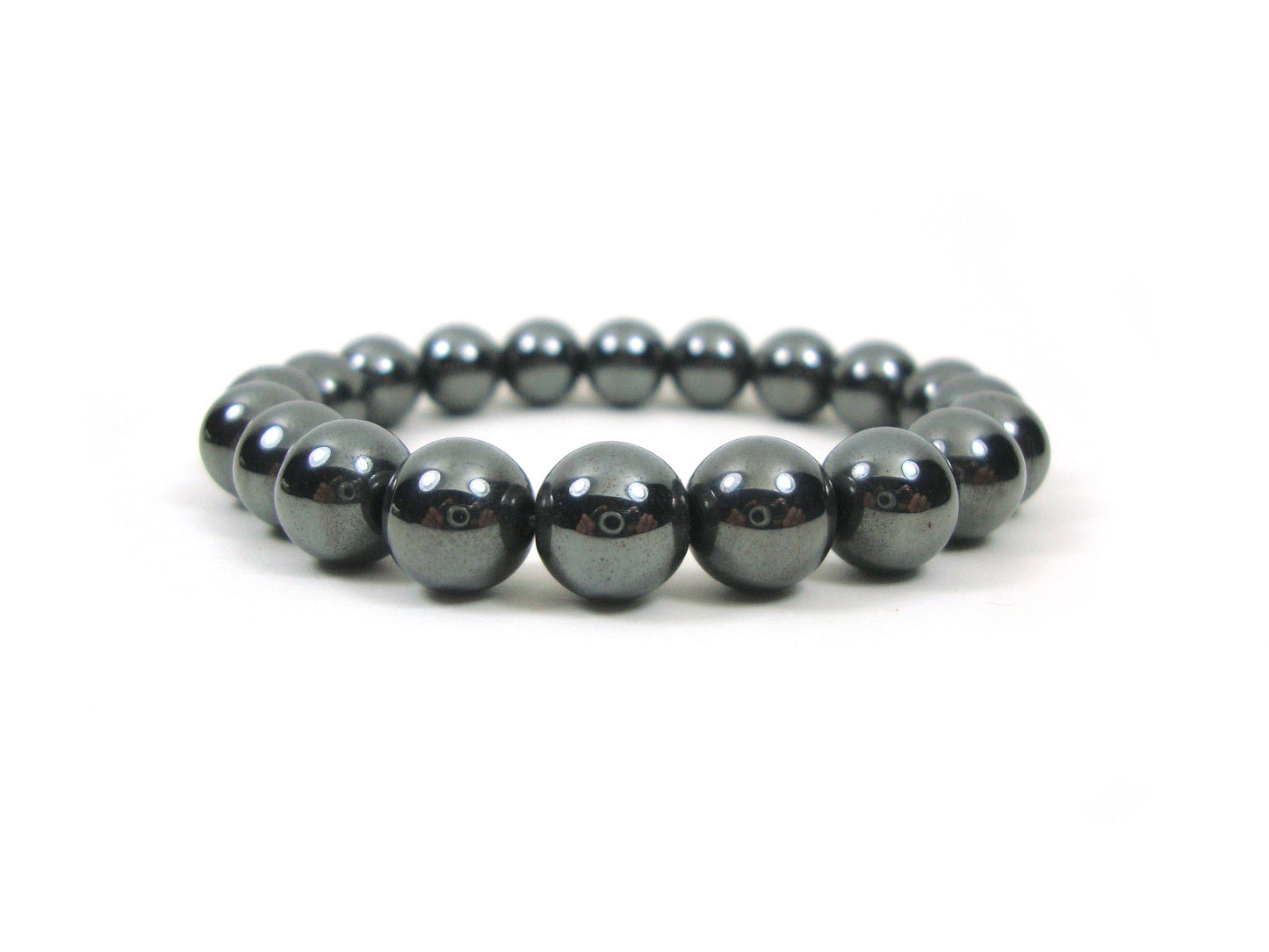 Gemstone Bracelet Natural Hematite Health Concentration Willpower Stones 10mm, Men Women Unisex Bracelet, Hematite Stretch Boho Bracelet