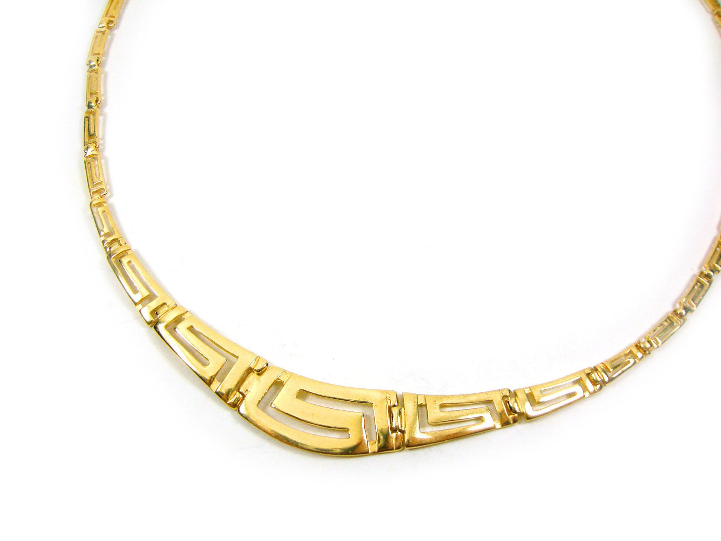 Sterling Silver 925 Necklace Gold Plated Ancient Greek Eternity Key Meander Design Gradual 40-45-50 cm, Griechisches HalsKette Vergoldete