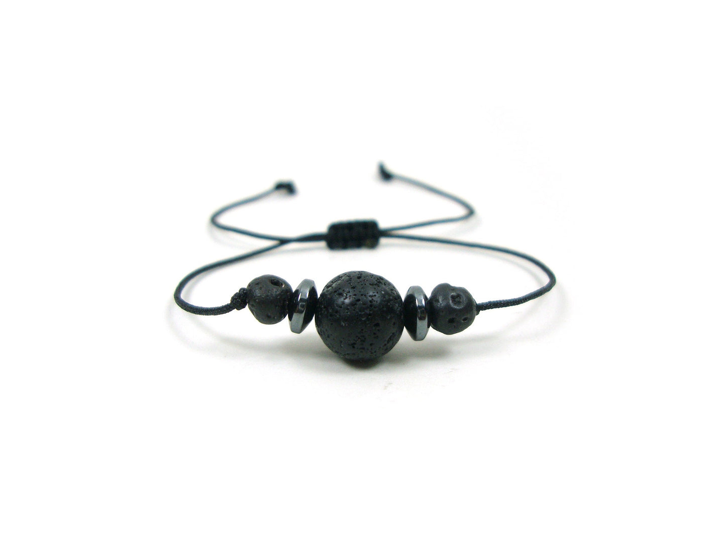 Santorini Volcanic Lava Stone Adjustable Bracelet, Rope Lava Adjustable Bracelet, Unisex Men Women Lava Jewelry Bracelet, Meditation Yoga