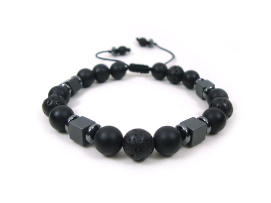 Lava Bracelet, Lava Onyx Men Women Unisex Adjustable Bracelet, Onyx Bracelet, Santorini Volcanic Lava Stone Bracelet, Mens Bracelet, Lava