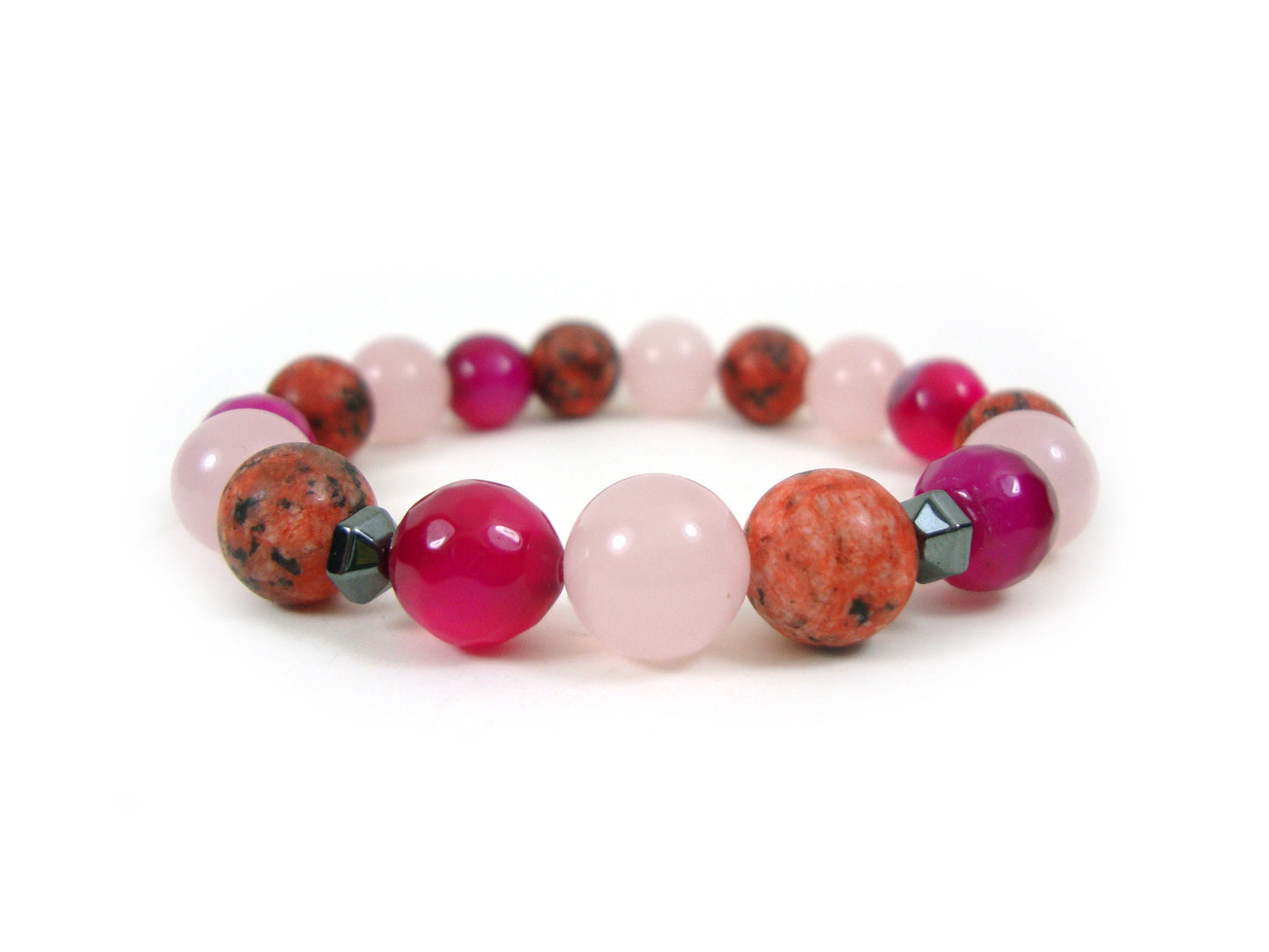 Natural Ruby Agate Pink Quartz Matt Red jasper Stones 10mm Bracelet, Gemstone Men Women Unisex Jewelry Bracelet, Natural Stones Bracelet