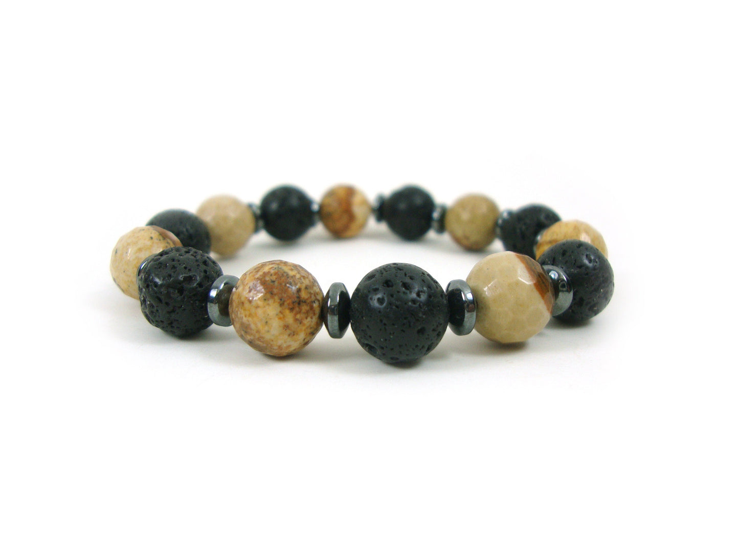 Natural Volcanic Lava - Brown Jasper 10mm Stones Bracelet, Jasper Bracelet, Brown Jasper Bracelet, Earth Tone Men Women Bracelet, Armband