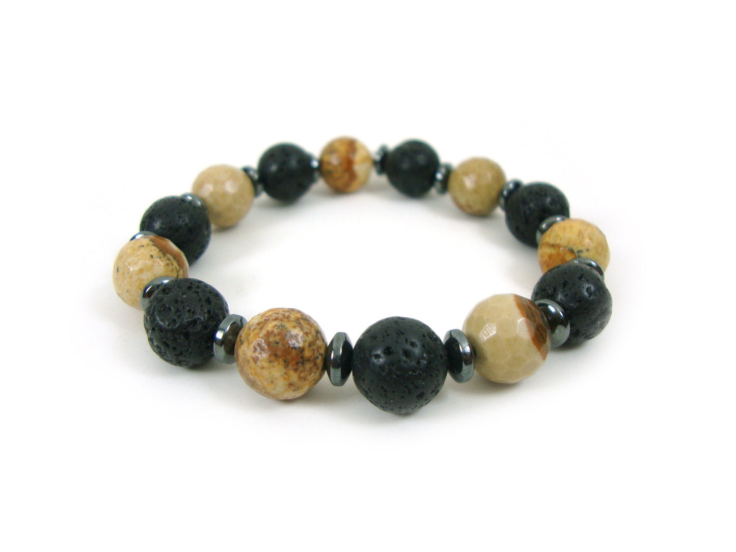 Natural Volcanic Lava - Brown Jasper 10mm Stones Bracelet, Jasper Bracelet, Brown Jasper Bracelet, Earth Tone Men Women Bracelet, Armband