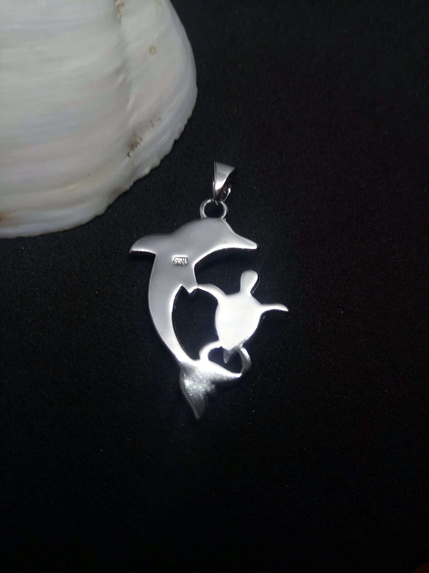 Sterling Silver 925 Greek Dolphin Turtle 25x15mm Opal Pendant, Dolphin Fire Opal Silver Pendant, Griechische Opal Anhanger, Grecque Pendetif